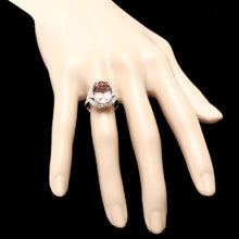 Load image into Gallery viewer, 7.15 Carats Exquisite Natural Morganite and Diamond 14K Solid White Gold Ring