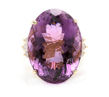 Load image into Gallery viewer, 28.25 Carats Natural Amethyst and Diamond 14K Solid Yellow Gold Ring