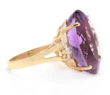 Load image into Gallery viewer, 28.25 Carats Natural Amethyst and Diamond 14K Solid Yellow Gold Ring