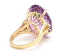 Load image into Gallery viewer, 28.25 Carats Natural Amethyst and Diamond 14K Solid Yellow Gold Ring