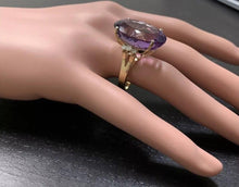Load image into Gallery viewer, 28.25 Carats Natural Amethyst and Diamond 14K Solid Yellow Gold Ring