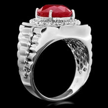 Load image into Gallery viewer, 10.20 Carats Natural Diamond &amp; Ruby 18K Solid White Gold Men's Ring