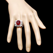 Load image into Gallery viewer, 10.20 Carats Natural Diamond &amp; Ruby 18K Solid White Gold Men's Ring
