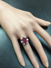 Load image into Gallery viewer, 7.05 Carats Impressive Natural Red Ruby and Diamond 14K White Gold Ring