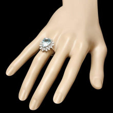Load image into Gallery viewer, 5.60 Carats Natural Aquamarine and Diamond 14K Solid White Gold Ring