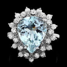 Load image into Gallery viewer, 5.60 Carats Natural Aquamarine and Diamond 14K Solid White Gold Ring