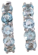 Load image into Gallery viewer, Exquisite Top Quality 2.40 Carats Natural Aquamarine 14K Solid White Gold Huggie Earrings