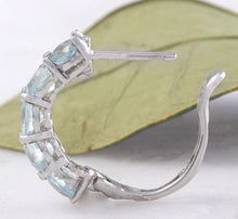 Load image into Gallery viewer, Exquisite Top Quality 2.40 Carats Natural Aquamarine 14K Solid White Gold Huggie Earrings