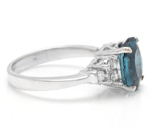 Load image into Gallery viewer, 3.00 Carats Natural Impressive London Blue Topaz and Diamond 14K White Gold Ring