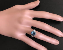 Load image into Gallery viewer, 3.00 Carats Natural Impressive London Blue Topaz and Diamond 14K White Gold Ring