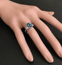 Load image into Gallery viewer, 3.00 Carats Natural Impressive London Blue Topaz and Diamond 14K White Gold Ring