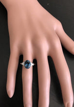 Load image into Gallery viewer, 3.00 Carats Natural Impressive London Blue Topaz and Diamond 14K White Gold Ring