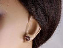 Load image into Gallery viewer, Exquisite 2.90 Carats Natural Morganite and Diamond 14K Solid Yellow Gold Stud Earrings