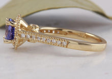 Load image into Gallery viewer, 2.00 Carats Natural Impressive Tanzanite and Diamond 14K Solid Yellow Gold Ring