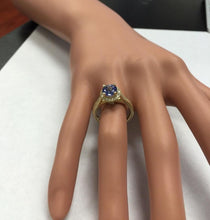 Load image into Gallery viewer, 2.00 Carats Natural Impressive Tanzanite and Diamond 14K Solid Yellow Gold Ring