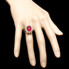 Load image into Gallery viewer, 6.60 Carats Impressive Natural Red Ruby and Diamond 14K Yellow Gold Ring