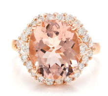 Load image into Gallery viewer, 6.75 Carats Exquisite Natural Morganite and Diamond 18K Solid Rose Gold Ring
