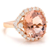 Load image into Gallery viewer, 6.75 Carats Exquisite Natural Morganite and Diamond 18K Solid Rose Gold Ring