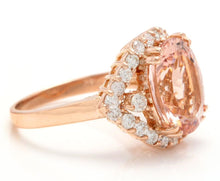 Load image into Gallery viewer, 6.75 Carats Exquisite Natural Morganite and Diamond 18K Solid Rose Gold Ring
