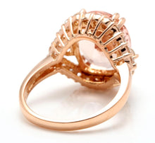 Load image into Gallery viewer, 6.75 Carats Exquisite Natural Morganite and Diamond 18K Solid Rose Gold Ring