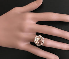 Load image into Gallery viewer, 6.75 Carats Exquisite Natural Morganite and Diamond 18K Solid Rose Gold Ring
