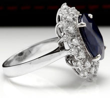 Load image into Gallery viewer, 7.35 Carats Exquisite Natural Blue Sapphire and Diamond 14K Solid White Gold Ring