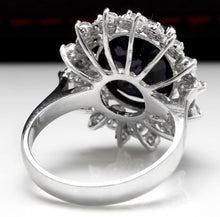 Load image into Gallery viewer, 7.35 Carats Exquisite Natural Blue Sapphire and Diamond 14K Solid White Gold Ring