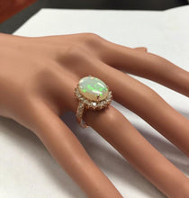 Load image into Gallery viewer, 5.85 Carats Natural Impressive Australian Opal and Diamond 14K Solid Rose Gold Ring