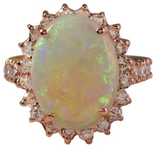 Load image into Gallery viewer, 5.85 Carats Natural Impressive Australian Opal and Diamond 14K Solid Rose Gold Ring