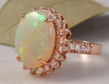 Load image into Gallery viewer, 5.85 Carats Natural Impressive Australian Opal and Diamond 14K Solid Rose Gold Ring