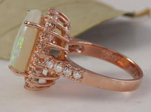 Load image into Gallery viewer, 5.85 Carats Natural Impressive Australian Opal and Diamond 14K Solid Rose Gold Ring