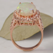 Load image into Gallery viewer, 5.85 Carats Natural Impressive Australian Opal and Diamond 14K Solid Rose Gold Ring