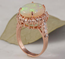 Load image into Gallery viewer, 5.85 Carats Natural Impressive Australian Opal and Diamond 14K Solid Rose Gold Ring