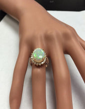 Load image into Gallery viewer, 5.85 Carats Natural Impressive Australian Opal and Diamond 14K Solid Rose Gold Ring