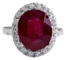 Load image into Gallery viewer, 9.65 Carats Impressive Natural Red Ruby and Diamond 14K White Gold Ring