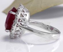 Load image into Gallery viewer, 9.65 Carats Impressive Natural Red Ruby and Diamond 14K White Gold Ring