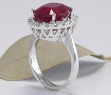 Load image into Gallery viewer, 9.65 Carats Impressive Natural Red Ruby and Diamond 14K White Gold Ring