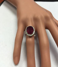 Load image into Gallery viewer, 9.65 Carats Impressive Natural Red Ruby and Diamond 14K White Gold Ring