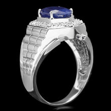 Load image into Gallery viewer, 4.60 Carats Natural Diamond &amp; Blue Sapphire 14K Solid White Gold Men's Ring