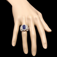 Load image into Gallery viewer, 4.60 Carats Natural Diamond &amp; Blue Sapphire 14K Solid White Gold Men's Ring