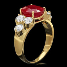 Load image into Gallery viewer, 5.70 Carats Impressive Red Ruby and Natural Diamond 14K Yellow Gold Ring