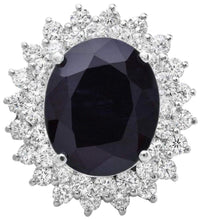 Load image into Gallery viewer, 14.00 Carats Natural Sapphire and Diamond 14K Solid White Gold Ring