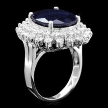 Load image into Gallery viewer, 14.00 Carats Natural Sapphire and Diamond 14K Solid White Gold Ring