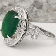 Load image into Gallery viewer, 7.60 Carats Natural Emerald and Diamond 14K Solid White Gold Ring