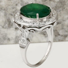 Load image into Gallery viewer, 7.60 Carats Natural Emerald and Diamond 14K Solid White Gold Ring