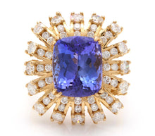Load image into Gallery viewer, 10.20 Carats Natural Very Nice Looking Tanzanite and Diamond 14K Solid Yellow Gold Ring