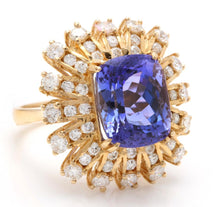 Load image into Gallery viewer, 10.20 Carats Natural Very Nice Looking Tanzanite and Diamond 14K Solid Yellow Gold Ring