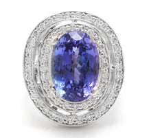 Load image into Gallery viewer, 9.70 Carats Natural Very Nice Looking Tanzanite and Diamond 14K Solid White Gold Ring