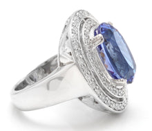 Load image into Gallery viewer, 9.70 Carats Natural Very Nice Looking Tanzanite and Diamond 14K Solid White Gold Ring