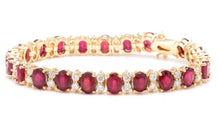 Load image into Gallery viewer, Very Beautiful 29.80 Carats Ruby &amp; Natural Diamond 14K Solid Yellow Gold Bracelet